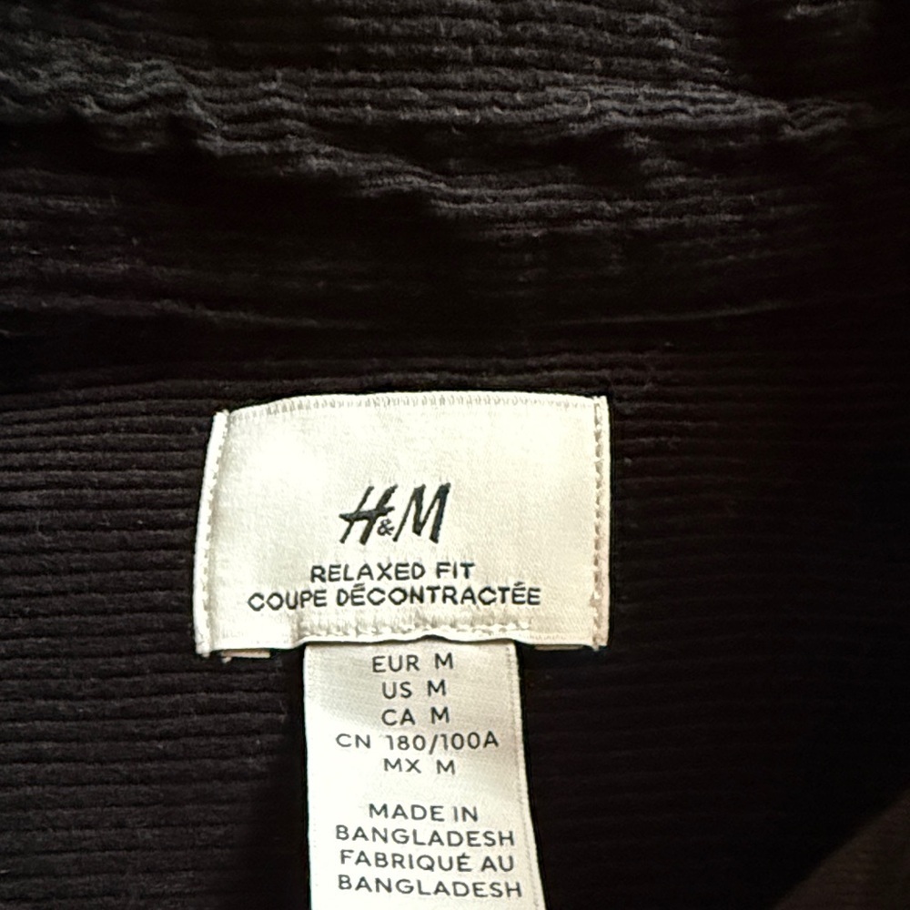 H&m - Black Corduroy Button-Up Shirt men - medium (more large) - Picture 2 of 5